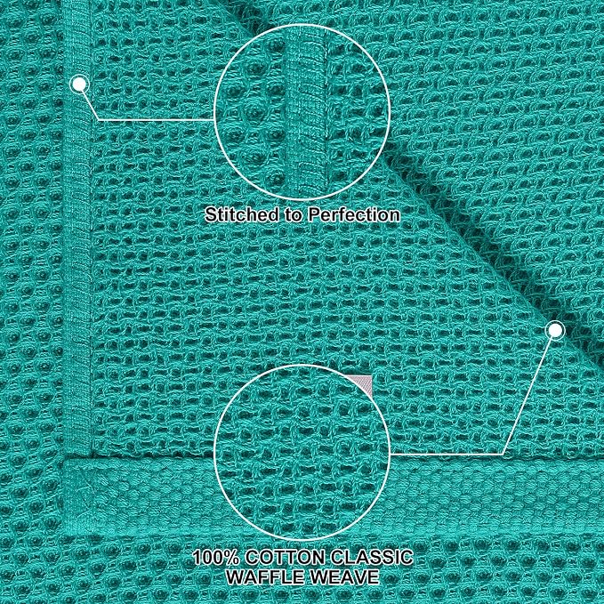 Homaxy 100% Cotton Kitchen Towels and Dishcloths Set, 12 x 12 Inches and 13 x 28 Inches, Set of 8 Bulk Kitchen Towels Set, Ultra Soft Absorbent Dish Cloths for Washing Dishes, Teal