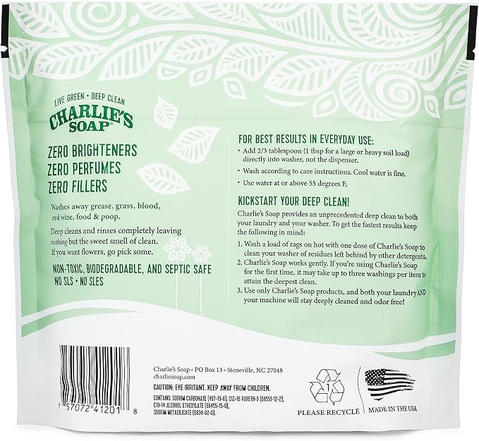 Charlie’s Soap Laundry Powder (50 Loads, 3 Pack) Hypoallergenic Deep Cleaning Washing Powder Detergent – Eco-Friendly, Safe, and Effective