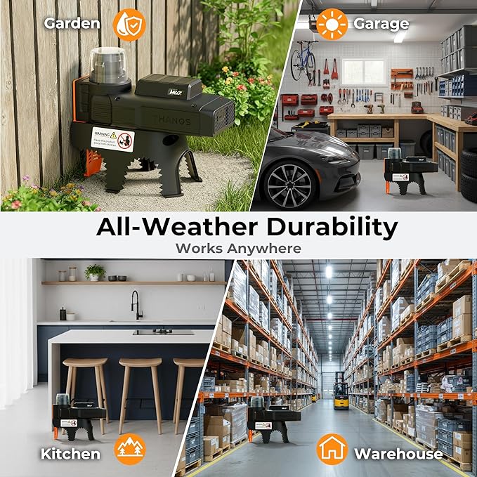 MK47 Automatic Rat & Mouse Trap, Battery Powered Fast Kill Squirrel and Rodent Trap with PIR Motion Sensor, Auto Reset Waterproof Reusable for Indoor Outdoor