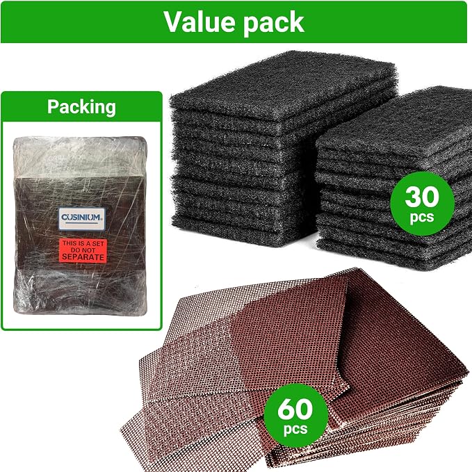 [30-pcs] Griddle Cleaning Pads + [60-pcs] Grill Screens Bundle