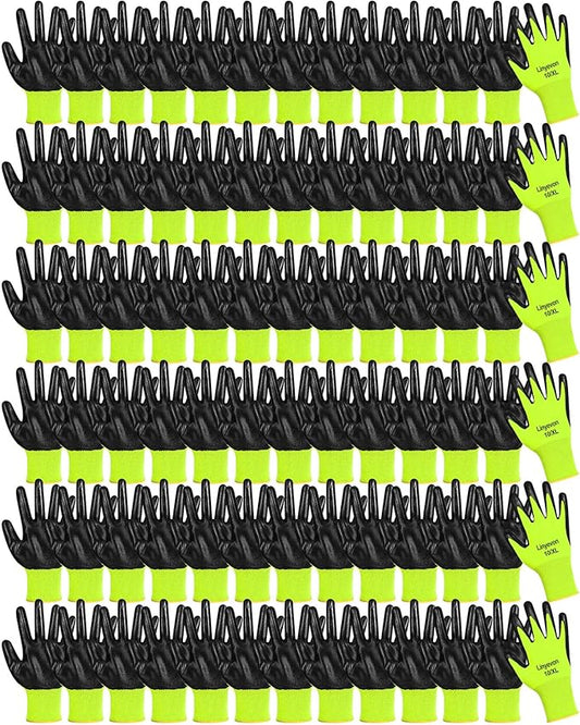 Maxcheck PU Coated Gloves Bulk, Reusable Rubber Safety Gloves for Men Women Work Warehouse, Mechanic, Woodworking