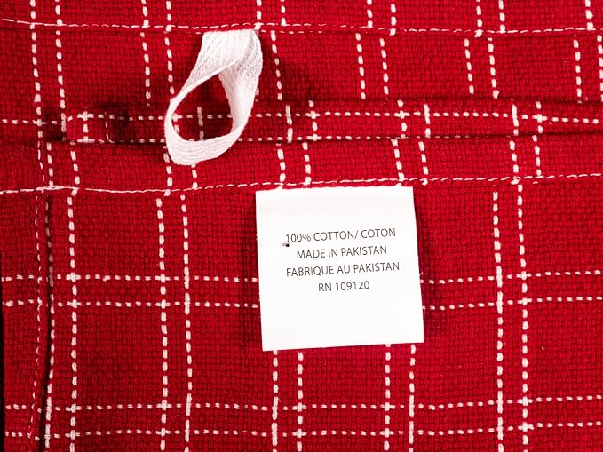 KAF Home Assorted Flat Kitchen Towels - Set of 10, 18 x 28 Inch (Red)
