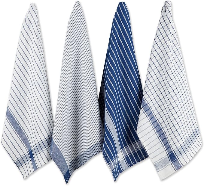 DII Everyday Basic Collection Woven Dishtowel Set, 20x28, Nautical Blue, 8 Piece
