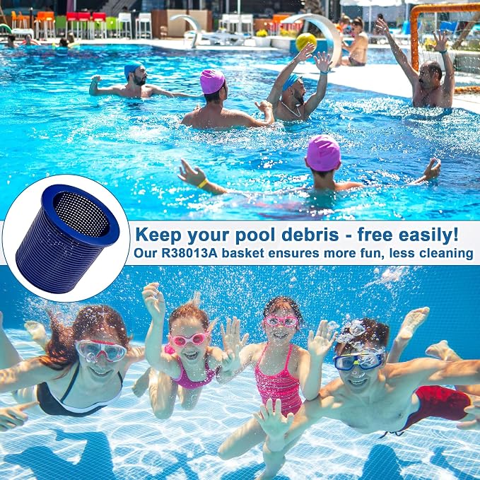 BigHead R38013A Pool Skimmer Basket Compatible with Pentair American Admiral for Inground Heavy Duty Pool Skimmer Basket Replacement for R38013A V38-135 V38-135 V38-136 (Blue)