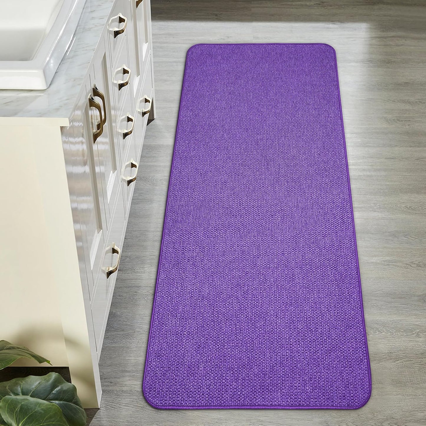 Bath Mat,Ultra Thin Bathroom Runner Rugs,Large Bath Mats for Bathroom,Quick Dry,Non-Slip,Machine Washable,Low Pile,Bath Rug,Shower Outside,Sink,Home Decor Accessories.Purple,1'9"x3'11"（21x47inch）