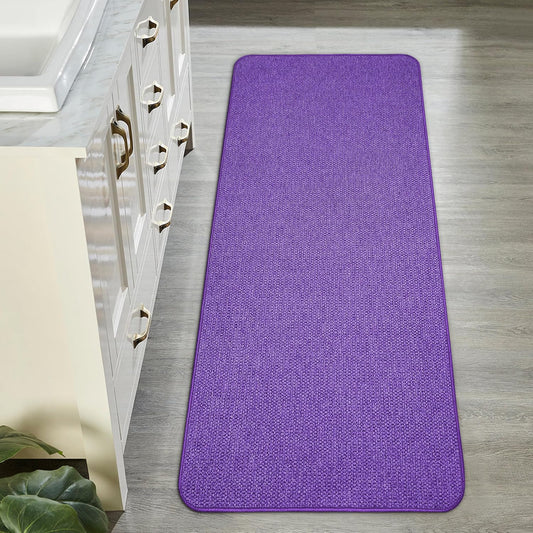 Bath Mat,Ultra Thin Bathroom Runner Rugs,Large Bath Mats for Bathroom,Quick Dry,Non-Slip,Machine Washable,Low Pile,Bath Rug,Shower Outside,Sink,Home Decor Accessories.Purple,1'9"x3'11"（21x47inch）