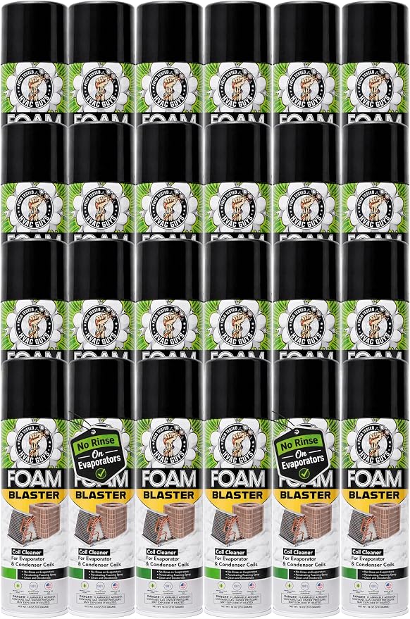 Leak Saver Foam Blaster AC Coil Cleaner Foam Spray | HVAC Coil Cleaner for AC Unit | Professional Deep-Penetrating Formula for Evaporator (No Rinse) & Condenser (Light Rinse) - 24 Pack