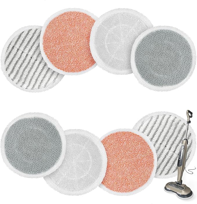 Upgraded 8 Pack Replacement Steam Mop Pads Kit Compatible with Shark S8201 S8001 S7001 S7201 S7000AMZ S7000 S7005 S7020 S7001C Series Steam & Scrub All-in-One Hard Floor Steam Mop