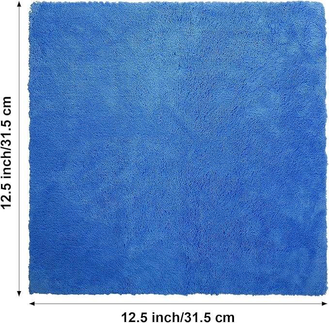 Shimeyao 30 Pcs 12.5 x 12.5 Inch Edgeless Microfiber Plush Towels for Cars Detailing Drying Wash Polishing Absorbent Cleaning Cloths, 500 GSM (Dark Blue)