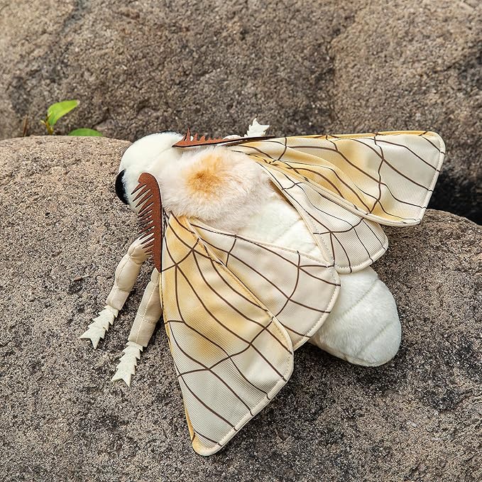 Silk Moth Plush Toy - Lifelike Silk Moth Stuffed Animals 11in, Realistic Soft Big Wings Moth Toys, Simulation Butterfly Plushie Model Toy, Unique Plush Collection for Kids