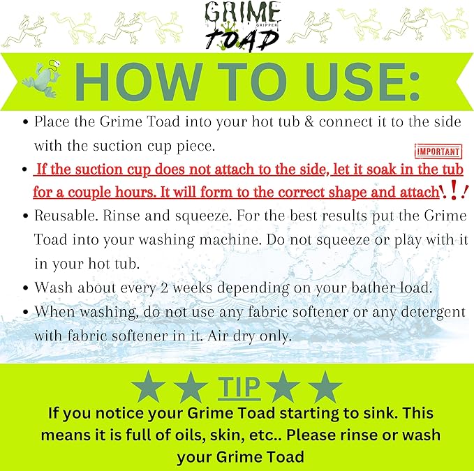Grime Toad 2 Pack Hot Tub Scum Absorber Reusable Hot Tub Oil Scum Absorber, Hot Tub Accessories, Scum Absorber for spa hot tub Scum Balls for Hot Tub
