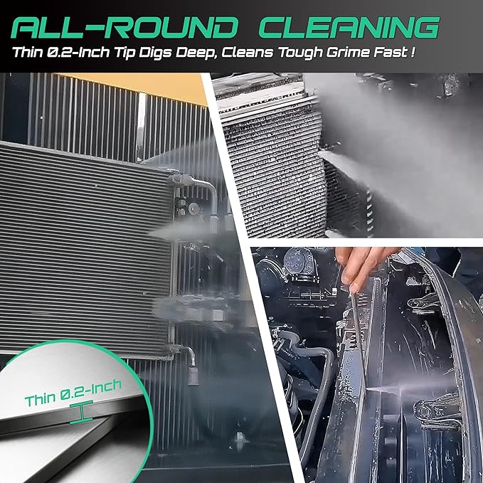 47" & 24" & 15" Radiator Cleaning Wand 3-Piece Set, 4500 PSI Stainless Steel Dual Water/Air Radiator Cleaner with Pressure Washer Gun Adapter & Tips for Cars, Trucks, Heavy Equipment,