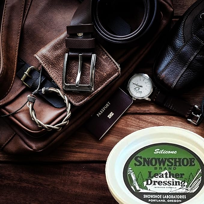 Snowshoe Leather Conditioner, Made in USA Since 1927 - Protect, Condition, Restore & Waterproof - Leather Conditioner for Furniture, Couch, Purses, Shoes, Boots, Gloves, Saddles (8 oz)