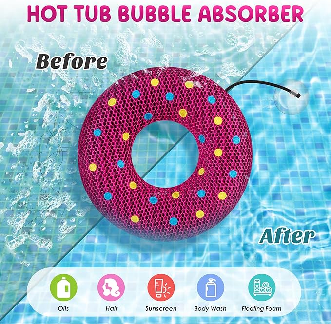 Ray Hot Tub Scum Absorber - Reusable Stingray Floating Spa Sponge & Oil Remover with Optional Tether - Washable Devilfish Oil Absorbing Sponge for Jacuzzi, Pool, and Bath (Donut 1 Pack)