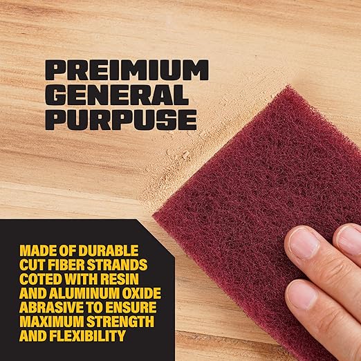 SCRUBIT 6 x 9 in. General Purpose Scuff Pads, Paint Primer Prep Adhesion Scratch Pads, Car & Woodworking Pads for Scuffing, Scouring & Sanding - Maroon (10)
