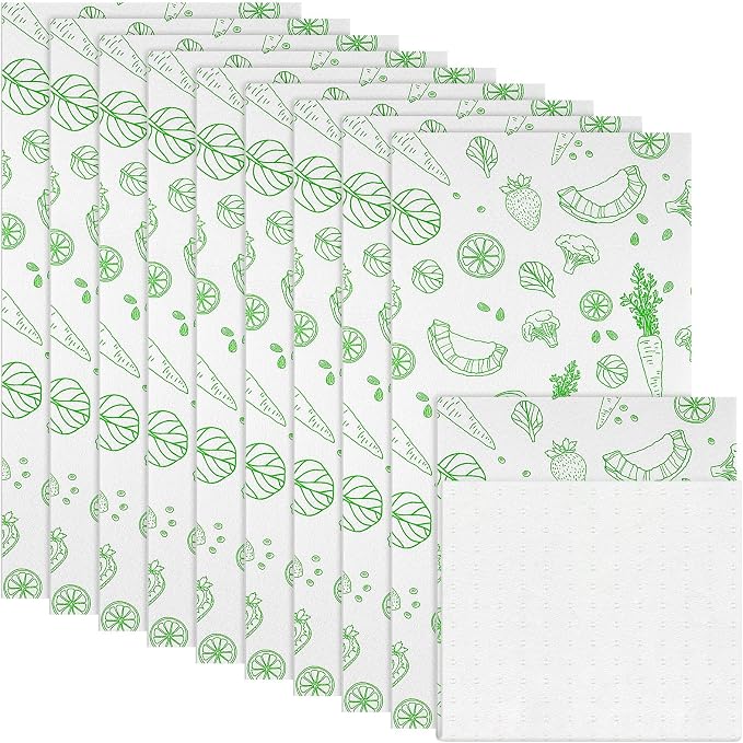 Amyhill 10 Pcs Refrigerator Liners Absorbent Fridge Shelf Liners Refrigerator Mats Washable Fridge Drawer Mat for Shelves Kitchen Home Cabinet Trays, 12 x 24 Inch (Fruit)