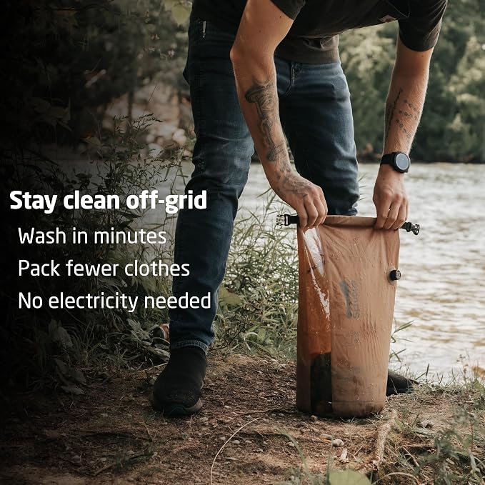 Scrubba Tactical Wash Bag - Patented Washboard-in-a-Bag™ Portable Travel Washing Machine for Military, Camping, Hunting & Overlanding - Wash Clothes Anywhere in Minutes (5.4 oz)