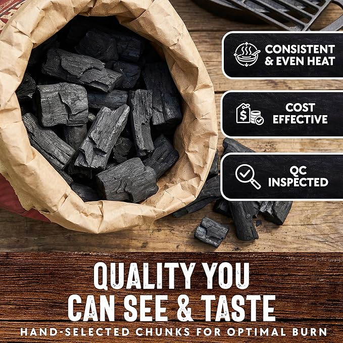 16 LB. All Natural Hardwood Lump Charcoal by Mr. Bar-B-Q - Premium Natural Charcoal for Grilling, BBQ, Smoking, Kamado & Kettle Grills - Burns Hotter & Longer - Smoky Flavor, Low Ash & Easy to Light