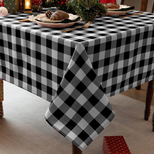 Waterproof Plaid Tablecloth Fabric - Square 25x25 Inch Classic Gingham Checker Buffalo Table Cover for BBQs, Parties