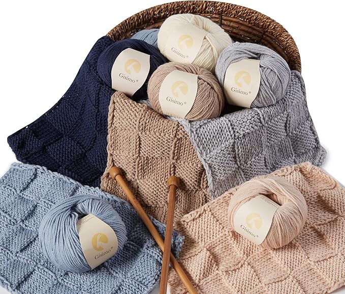 100% Merino Wool Yarn, 6-Ply Luxurious and Soft Yarn for Hand Knitting & Crocheting, 1.76 OZ/50g, 127 yds/116 Meters (Morandi Blue, 1 Ball)