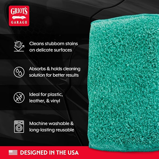Griot's Garage Microfiber Cleaning Pads for Car Wash and Detailing, Scrub Sponge for Auto Interior and Exterior, Machine-Washable, Set of 3, 11242