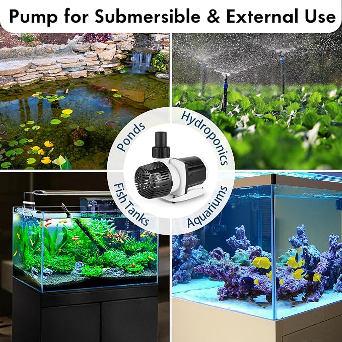 Orlushy DC-5000 Silent Swirl Controllable DC aquarium Pump 40W 1320GPH-marine wavemaker return pump with sine wave Controller for salt/Freshwater coral reef fish tank sump Circulation