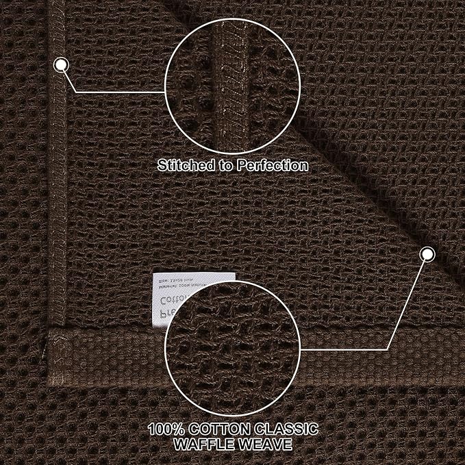 Homaxy 100% Cotton Kitchen Towels and Dishcloths Set, 12 x 12 Inches and 13 x 28 Inches, Set of 8 Bulk Kitchen Towels Set, Ultra Soft Absorbent Dish Cloths for Washing Dishes, Dark Brown