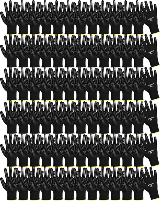 Maxcheck PU Coated Gloves Bulk, Reusable Rubber Safety Gloves for Men Women Work Warehouse, Mechanic, Woodworking