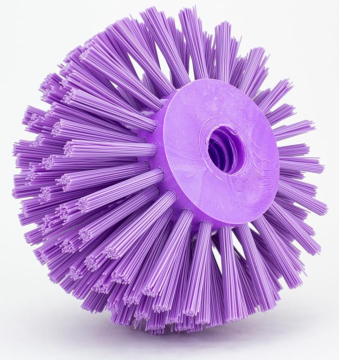 SPARTA Industrial Tank Brush Head Pipe Brush Head, Drain Brush with 3/4" Thread Hole (Handle Not Included) for Commercial Use, Plastic, 5 x 3.9 Inches, Purple (Pack of 2)