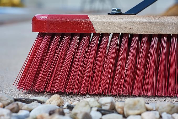 Harper 24 Inch Premium Indoor/Outdoor Wet/Dry, Dirt, Soil, Mulch All-Purpose Push Broom with Semi-Stiff Bristles, Grass and Oil, Wood Handle