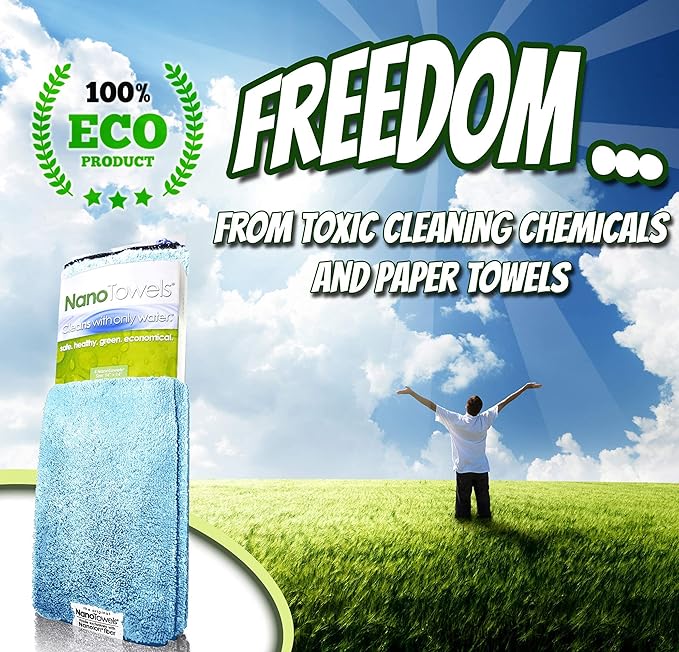 Nano Towels - The Amazing Eco Cloth that Cleans Virtually Any Surface with Only Water. No More Paper Towels Or Toxic Chemicals. 4-Pack (14x14, Seashore Teal)