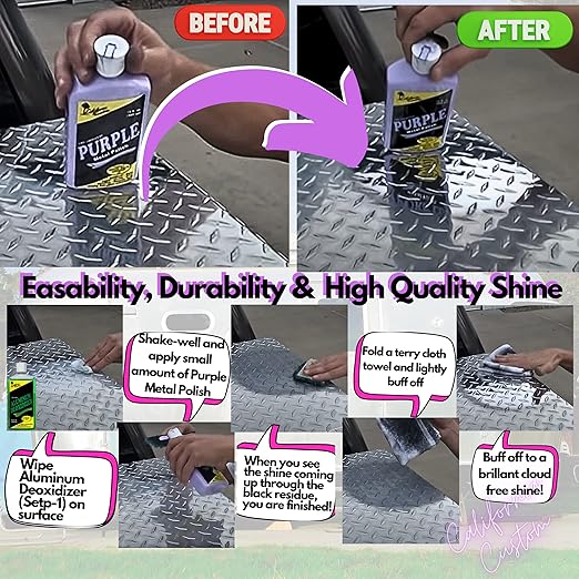 CALIFORNIA CUSTOM Products – The Original Purple Metal Polish, No Silicone, Body Shop Safe, Great for Aluminum, Brass, Copper, Chrome, Silver, Stainless and Gold, Made in The USA (3)