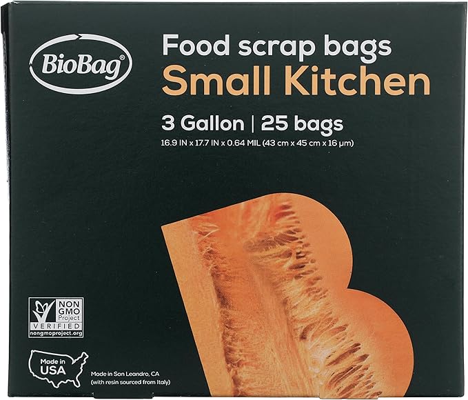 BioBag (USA), The Original Compostable Bag, 3 Gallon, 300 Total Count (12 Boxes of 25 Count), 100% Certified Compostable Kitchen Food Scrap Bags, Kitchen Compost Bin Compatible