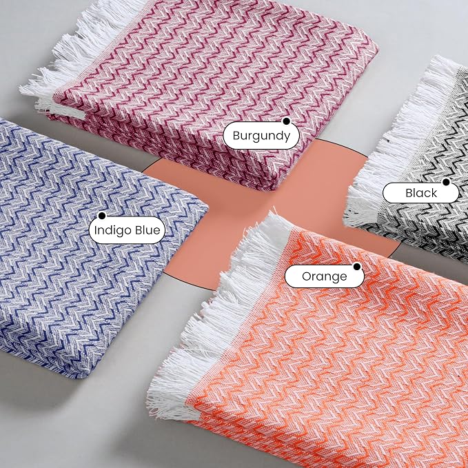 TWINY threads Kitchen Towel Chevron Weave 12 Pack Assorted Colors, Premium 100% Cotton Kitchen Linen Set, Quick Drying Absorbent Dish Rags, Washable Reusable Multi Purpose for Drying Dishes, 16"x26"