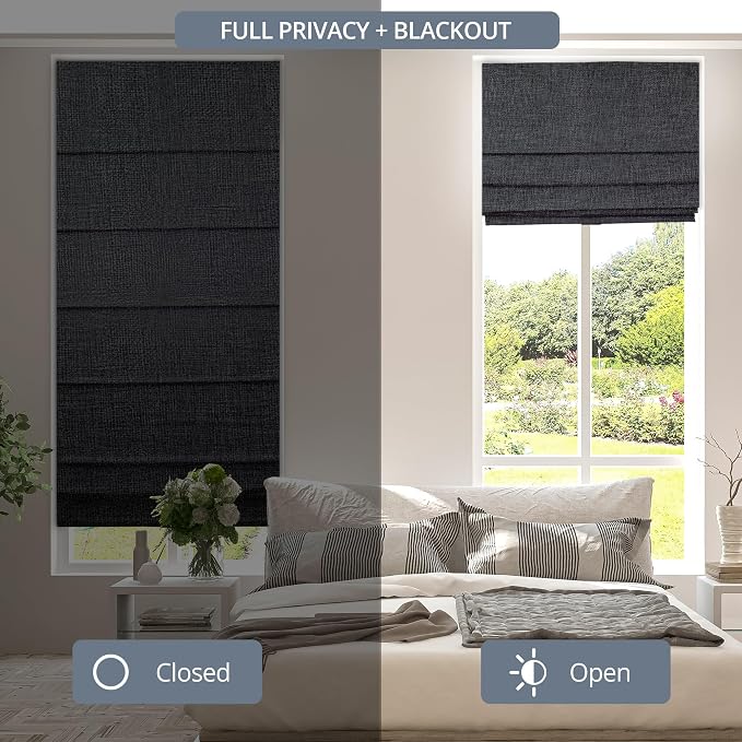 Chicology Cordless Roman Window Shade, Lexington Pebble, 23" W x 72" H | Cordless Child-Safe, Room Darkening UV, Inside/Outside Mount, True-to-Size No Cut, Rich Textured Fabric, Spot-Clean Care Only