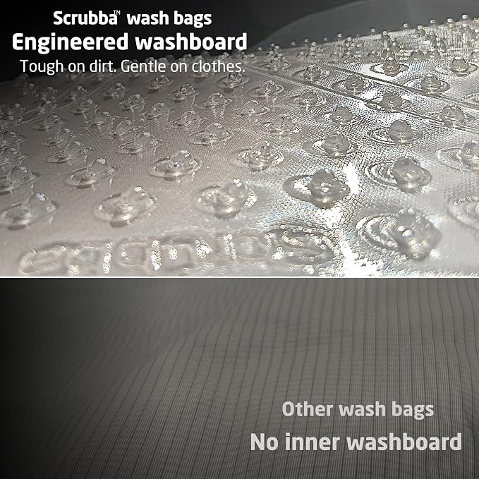 Scrubba Wash Bag Untouched - Patented Washboard-in-a-Bag™ Portable Travel Washing Machine Made with Recycled Polyester - Wash Clothes Anywhere in Minutes (5 oz)
