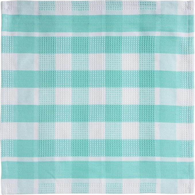 LANE LINEN Premium Cotton Kitchen Dish Towels - 6 Pack Soft Absorbent Dish Cloths, Multi Purpose Cleaning Cloths, 12"x12", Reusable Kitchen Rags - Aqua