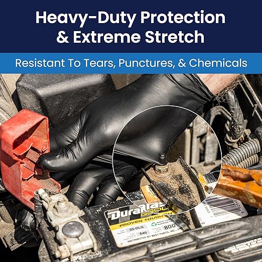 Adenna Dark Light Bulk Disposable Nitrile Gloves – 9 Mil, Heavy Duty Work Rubber Glove with Textured Grip, Non-Latex & Powder Free, Case of 1000, Small, Black