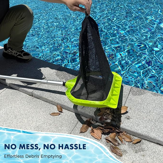 Sepetrel Pool Skimmer Net, 17.5" Leaf Rake with Fine Mesh, Reinforced Triangular Frame, Scratch-Free Edges for Swimming Pool Cleaning Leaves, Insects & Debris (Pole Not Included)