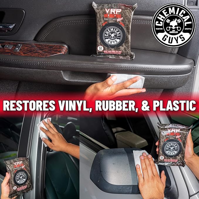 Chemical Guys PMWTVD10750 VRP Shine and Protectant And PMWSPI66350 InnerClean Interior Quick Detailer & Protectant Wipes, Safe for Cars, Trucks, SUVs, Jeeps, RVs & More (100 Ct) 2 Pack