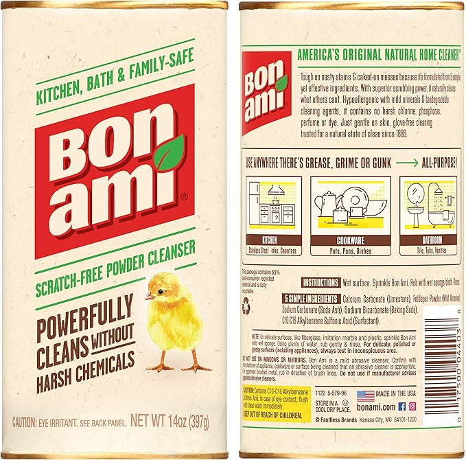 Bon Ami Polish and Cleanser Powder 14 Ounce (Set of 6)