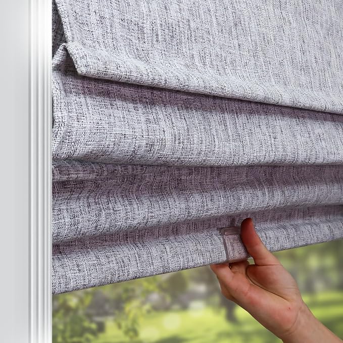 Chicology Cordless Roman Window Shade, Lexington Gainsboro, 29" W x 72" H | Cordless Child-Safe, Room Darkening UV, Inside/Outside Mount, True-to-Size No Cut, Rich Textured Fabric, Spot-Clean Care Only