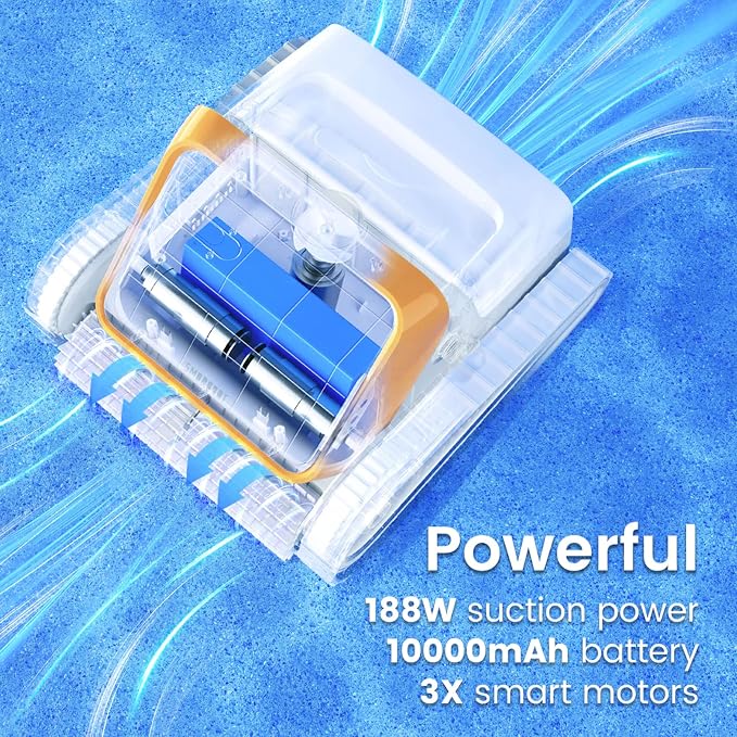 SMOROBOT (2023) Tank X11 Cordless Robotic Pool Cleaner, 3.5 Hour Runtime, 188W Suction Power, & Intelligent Path for Inground Pool Up to 4100 Sq Ft