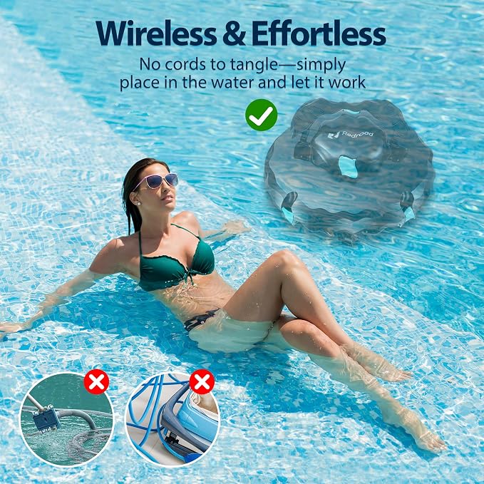 Solar-Powered Robotic Pool Surface Skimmer Cleaner with 24/7 Continuous Cleaning and Re-Engineered Twin Salt Tolerant Motors, Dual Charging,Smart Obstacle Avoidance, 150-um Filtration