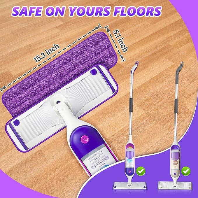 Wet Dry Hardwood Floor Mops with 9 Washable Reusable Pads for Swiffer Powermop