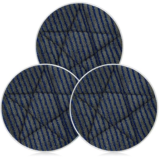 Tioncy 3 Pcs 17 Inches Microfiber Carpet Bonnets Scrubber Brush Carpet Bonnets Pads Commercial Grade Rug Scrubber Abrasion and Absorbency with Cleaning Strips