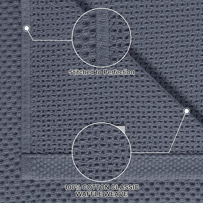 Homaxy 100% Cotton Kitchen Towels and Dishcloths Set, 12 x 12 Inches and 13 x 28 Inches, Set of 10 Bulk Kitchen Towels Set, Ultra Soft Absorbent Dish Cloths for Washing Dishes, Dark Grey