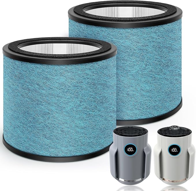 HP072 HP071BRN Filters Replacement Filters for Shark NeverChange Air Purifier Compact Pro HP071BRN, HP072PK, HP072PL, HP072GN, 3-in-1 True H13 HEPA Filter, Part# HE07FKBASE, Blue, 2-Pack