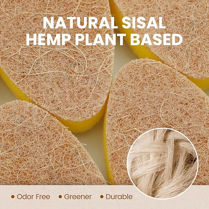 Dishwand Refills Sponge Heads, Dish Wand Refill Non Scratch Replacement,HELIME Natural Dishwand Refills Sponge, Non Scratch Dish Wand Sisal Hemp Replacement Brush Head