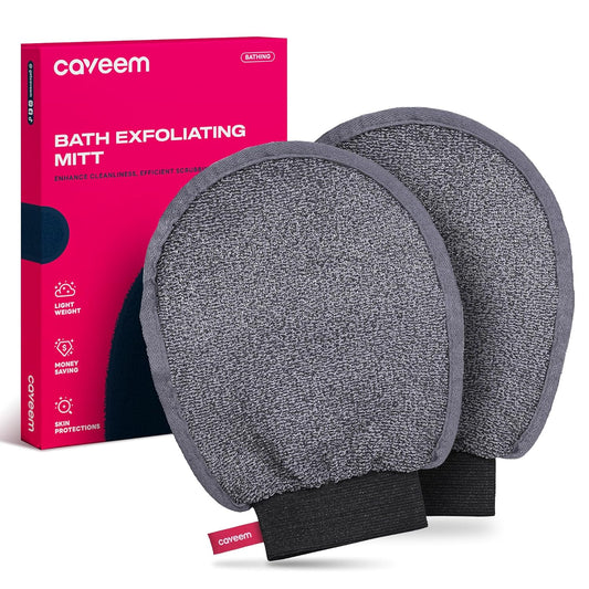 Exfoliating Mitt, Body Scrubber for Deep Exfoliation, Korean Scrub Mitt, Turkish Body Exfoliator for Remove Dead Skin, Gentle Lightweight Loofah Bath Glove for Shower (2 Pack)